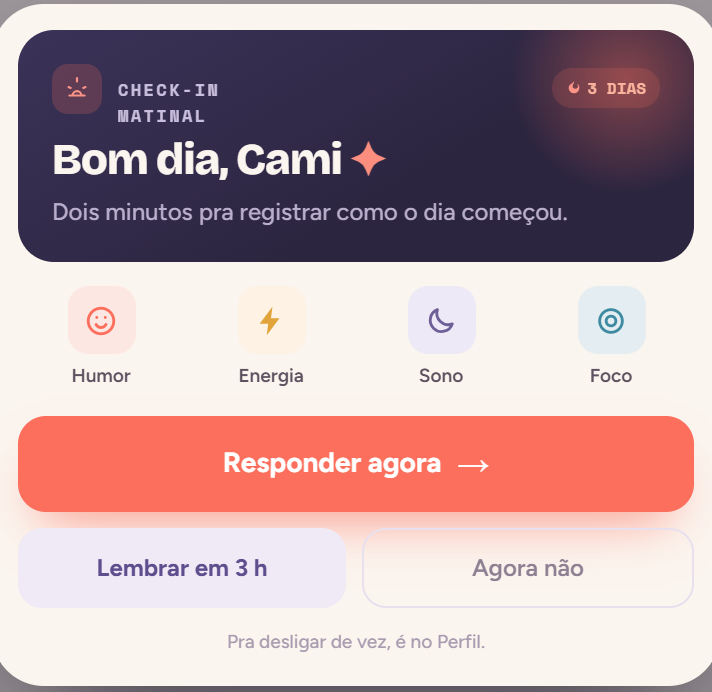 Check-in matinal do Flowe