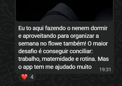 Depoimento de beta tester sobre organizar a semana no Flowe