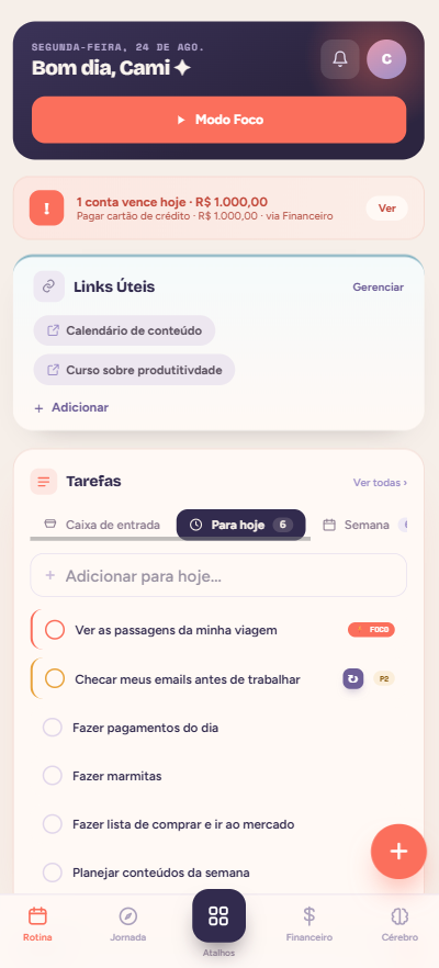 Rotina do Flowe no celular